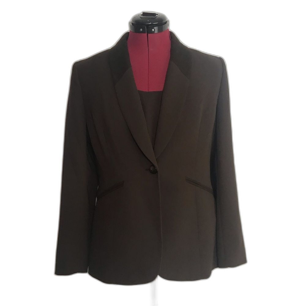 NWT Le Suit Blazer Women’s Petite Size 6P Brown 2-Piece Set Blazer & Tank